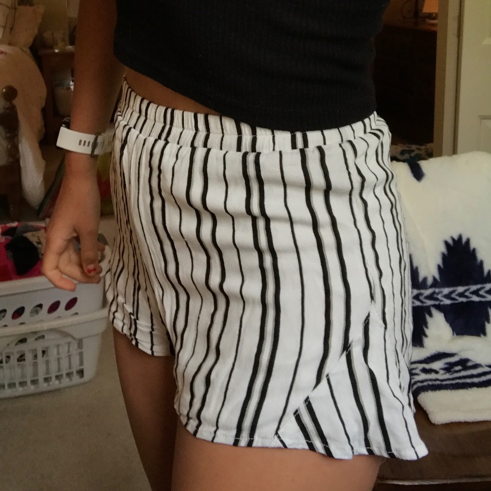 Black striped shorts